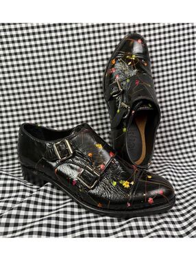 The Office Angela Scott Mr Colin Floral Patent Leather Monk Strap Shoes EU 35